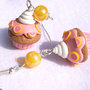 Orecchini Cupcake Pompelmo rosa e panna- fimo-cernit-polymer-clay-idea-regalo