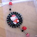 Collana Hello Kitty " Red&Black " rosso nero vetro lucite plastica strass