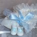 sacchetto/Bomboniera panna con scarpette blu