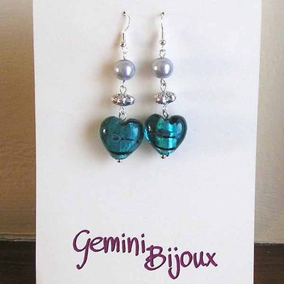 Orecchini cuori blue zircon Orecchini cuori blue zircon
