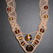 C29 Collana originale beige con lavorazione a macramè e perle di vetro-------necklace handmade with macramè technique and glass pearls