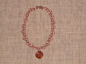 C10 collana girocollo marroncina con Swarovsky-----Light brown handmade collar necklace with Swarovsky crystal