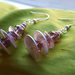 orecchini di perle brillanti viola e dischi argentati