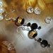 Orecchini con Perle di Murano con foglia oro e argento e cristalli Swarovski nero Jet