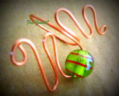 Anello Wire con Perla Verde e Rosso