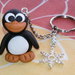 Portachiavi con pinguino 3D, fiocco di neve e perle fimo