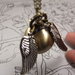 harry potter necklace witch pocket watch pendant brass bronze golden ball wings chain charm y026