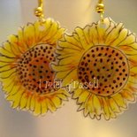 Orecchini girasole nero e giallo - Gioielli - Orecchini - di Mon rève | su