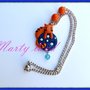 collana gattino arancione realizzato a mano con il fimo