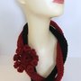 Red and Black Handmade Crochet Flower Necklace/Scarflette