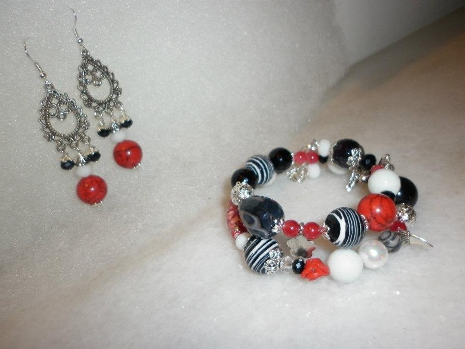 Bracciale Pelle E Pietre, Rosso - Gioielli - Bracciali E Cavigliere - Foto 2