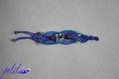 braccialetto macramé largo viola e turchese