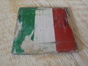 Sottobicchieri Italy con bandiera italiana invecchiata