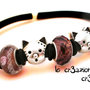 Bracciale caucciù charms gattini kitty perle stile pandora viola lilla rosa ametista