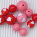 Lotto 10 perle cuore rosa e rosso vend.