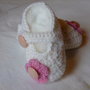 Scarpine baby ballerine di lana bianco panna, misura-3-6 mesi