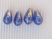 4 perle vetro a goccia blu cangiante vend.