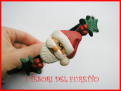 Cerchietto "Natale 2012 Babbo Natale agrifoglio" fimo cernit kawaii bimba idea regalo