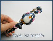 Cerchietto "Natale 2012 Pinguino Blu e Argento" fimo cernit kawaii bimba idea regalo