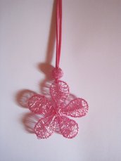 Collana wire fiore rosa