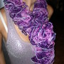 sciarpa viola e rosa con lamè argento con fiore