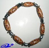 braccialetto in perline di legno e metallo "Metalbo"
