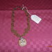 C5/6 Collana originale macramè con corno tibetano----Original macramè brown necklace