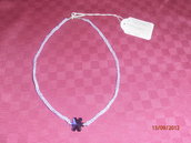 C14 Collana ad uncinetto lilla con Swarovsky---liliac crochet necklace with Swarovsky