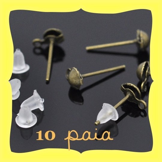 10 Paia Di Orecchini A Perno In Argento 925 Placcato Oro 24K - Palla Da 3mm Con Anellino - Base Per Creazione Gioielli DIY - Fabbricati In Europa