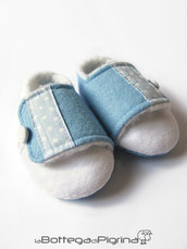 Scarpine per Bebè con Pelo - Azzurre
