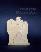 4 gatti in legno massello - 001
