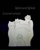 4 gatti in legno massello - 002