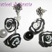 orecchini rose bianche e nere con perle