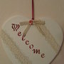 Cuore "Welcome" in gesso ceramico