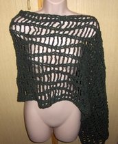 Stola poncho coprispalle lana donna uncinetto fatto a mano