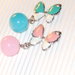 1 charm farfalla smalto + perla vetro rosa o azzurra
