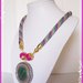 Collana medaglione crochet verde viola agata 