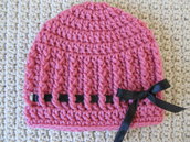 Handmade Newborn Ribbed Bow hat