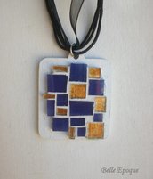 Ciondolo mosaico di vetro viola e oro