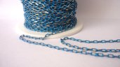 Catena, Enamel coated chain, ovale  Colore: azzurro/dorato.  Link da 2,1 mm  3,20 euro/metro
