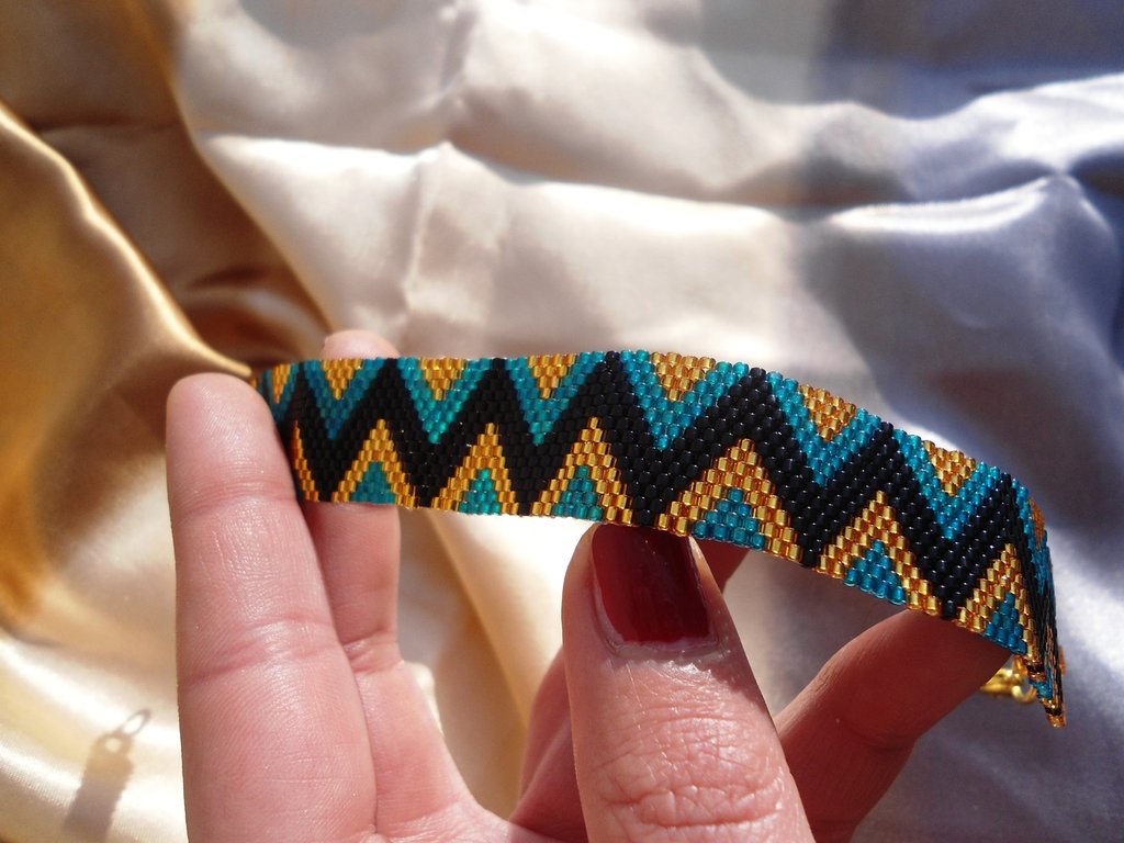 Bracciale Rigido Placcato Oro 18 Carati Con Perline Miyuki Colorate, 18 Cm, Con Sacchetto In Velluto In Omaggio