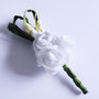 Boutonniere Uomo Matrimonio - Rose Bianche, Cotone, Pizzo, Raso, Fiore all'Occhiello