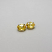 2 perle / charm in cristallo giallo - foro 5 mm