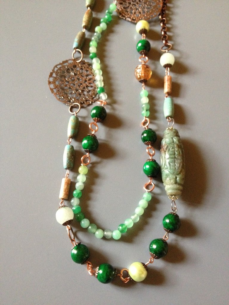 Collana Giadeite verde e micro goccia Giada | Stones