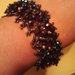 Netted seed bead SC pearl bracelets. In black and rainbow~