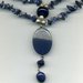 Collana in sodalite e agata blu, collana a 2 fili, collana iconica, da cerimonia