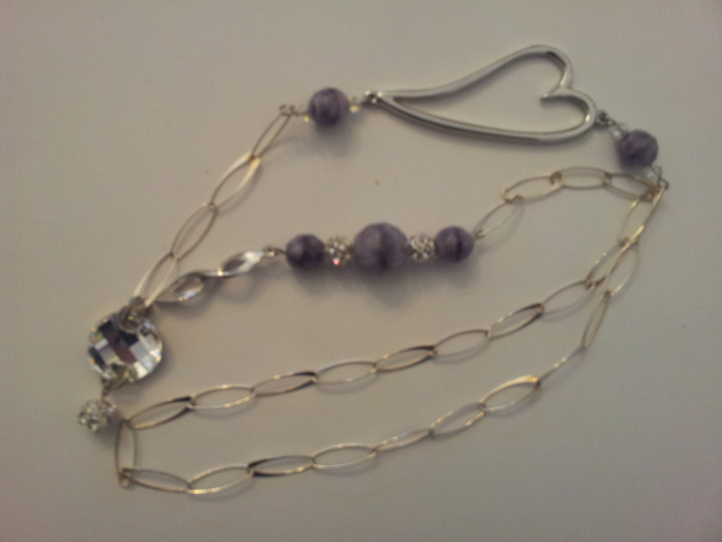 Ciondolo Cuore Rosa Diamante Ciondolo Cuore Con Diamante Rosa E Blu - Argento 925 Placcato, Regalo Per Mamma O Fidanzata Regalo Mamma