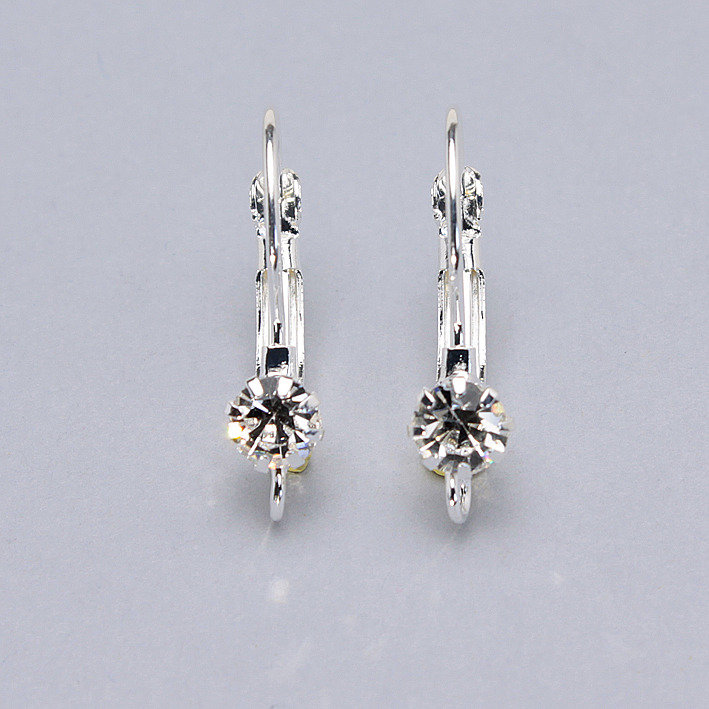 Bozart Orecchini A Cerchio In Argento Lucido Con Strass – Bigiotteria Italiana Fatta A Mano, Chiusura A Buco - 2