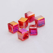4 cristalli - cubo 6mm rossi