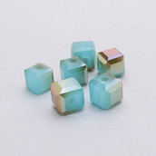 4 cristalli - cubo 6mm azzurri alabastro